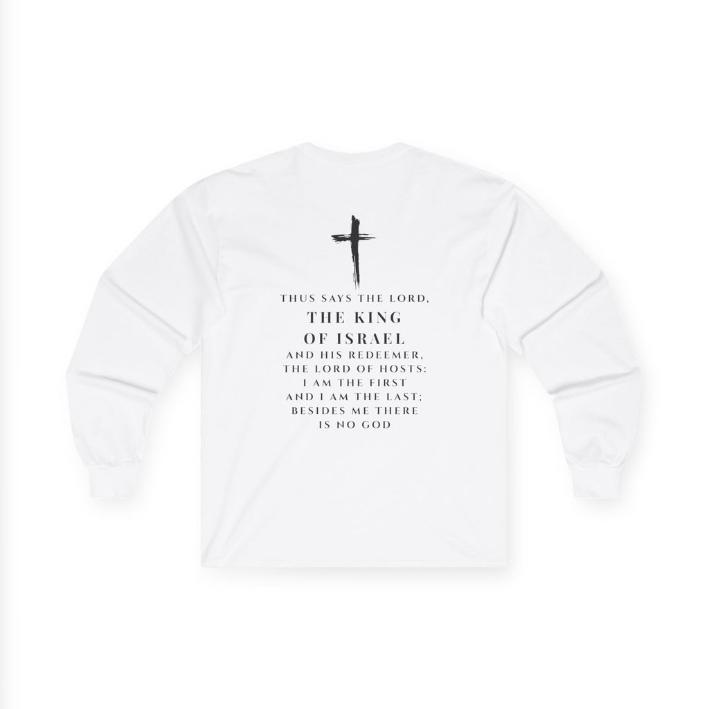 YAHWEH Long Sleeve Tee — Faith-Based Christian Scripture Shirt (Back Cross & Psalm Text)