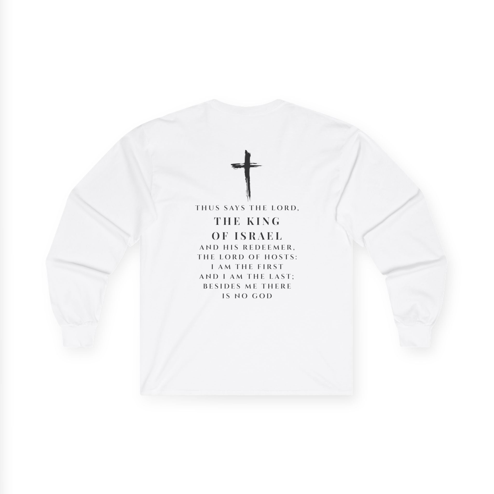 YAHWEH Long Sleeve Tee — Faith-Based Christian Scripture Shirt (Back Cross & Psalm Text)