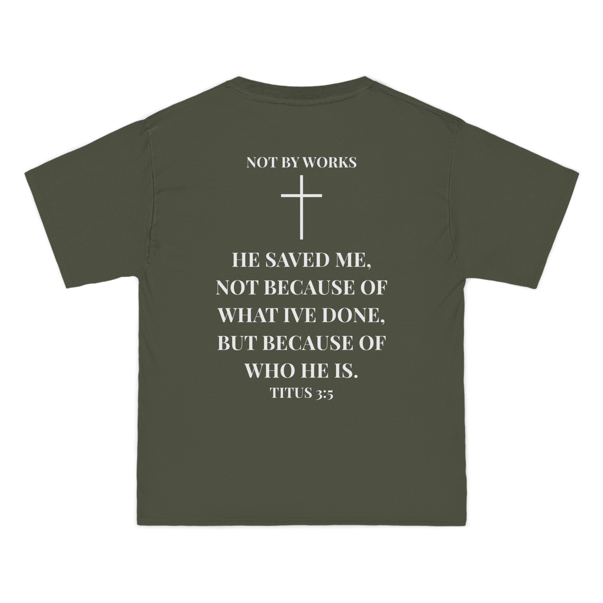 Jesus Saves T-Shirt — Christian Faith Shirt with 'Jesus Saves' Front & Titus 3:5 Back