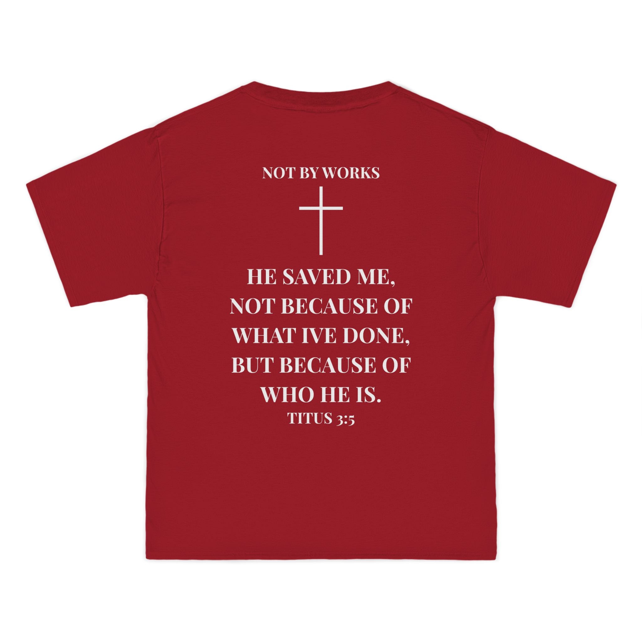 Jesus Saves T-Shirt — Christian Faith Shirt with 'Jesus Saves' Front & Titus 3:5 Back