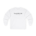 YAHWEH Long Sleeve Tee — Faith-Based Christian Scripture Shirt (Back Cross & Psalm Text)