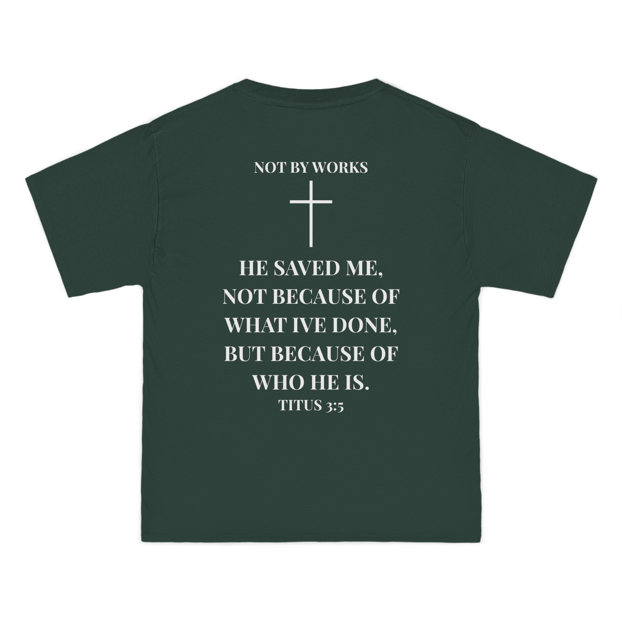 Jesus Saves T-Shirt — Christian Faith Shirt with 'Jesus Saves' Front & Titus 3:5 Back
