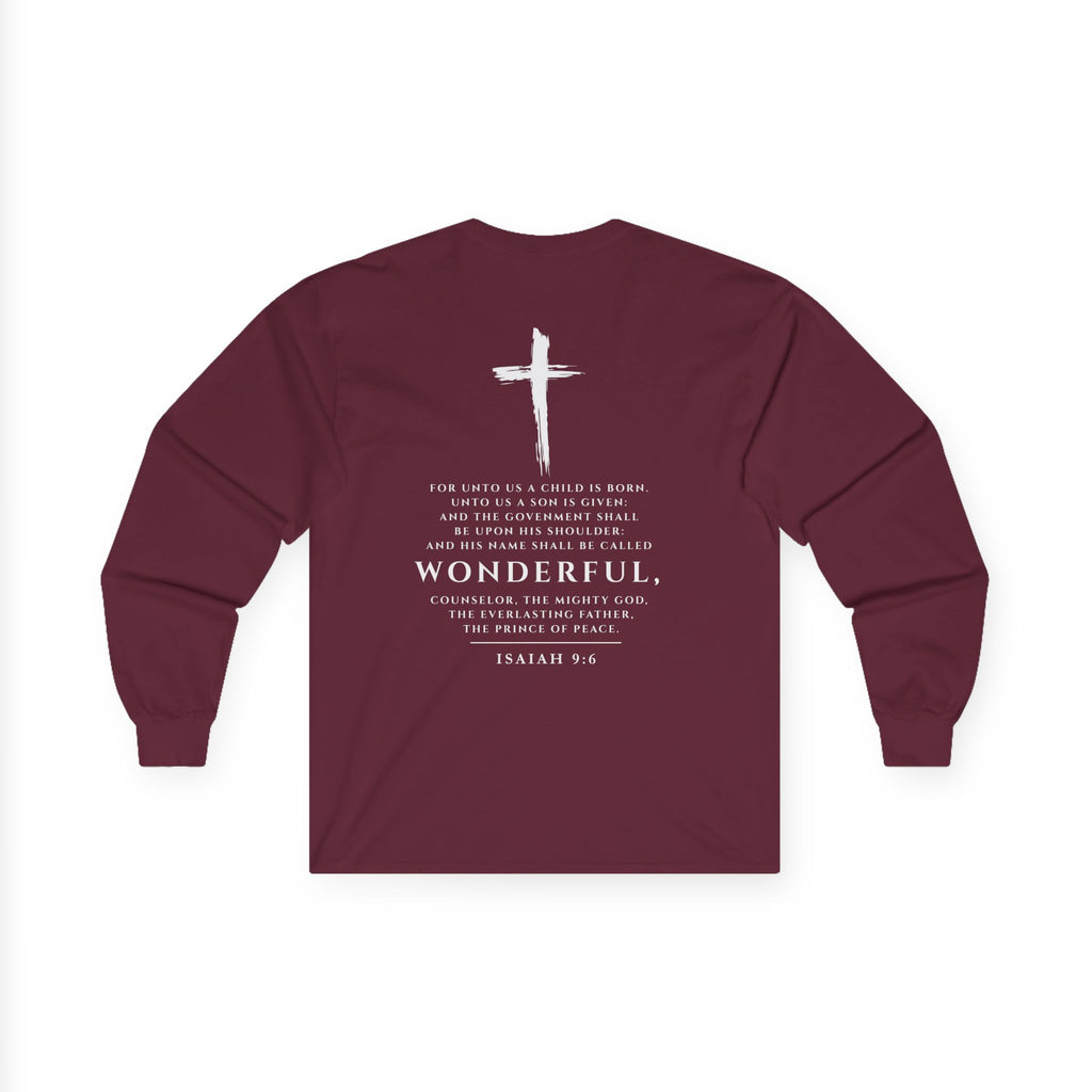 The Messiah Long Sleeve Tee — Christian Isaiah 9:6 Scripture Shirt