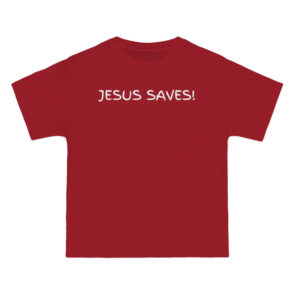 Jesus Saves T-Shirt — Christian Faith Shirt with 'Jesus Saves' Front & Titus 3:5 Back
